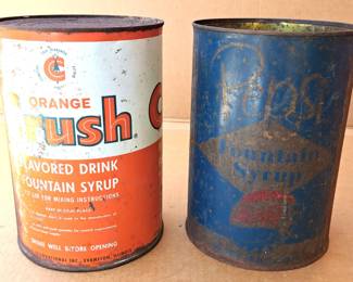 ORANGE CRUSH PEPSI SYRUP CANS