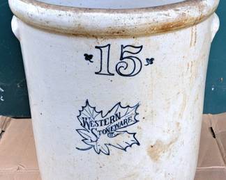 LARGE 15 GAL STONEWARE CROCK