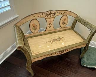 HandPainted French Provincial Style Bench