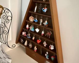 Hallmark Miniature Christmas Ornament Collection with Wooden Display Tree