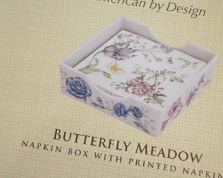 Lenox Butterfly Meadow Napkin Box with Printed Napkins