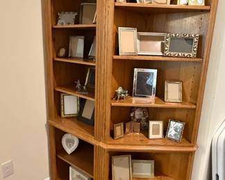 Oak Corner Curio Cabinet with Carved Detailing