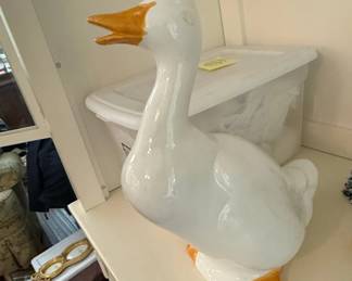 Large White Ceramic Goose Figurine