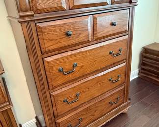 Oak Tall Dresser or Chest of Drawers by Thomasville