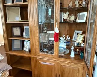 Oak Display Cabinet with Glass Doors