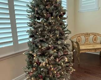 Nearly Natural ft Douglas Fir Prelit Flocked Artificial Christmas Tree
