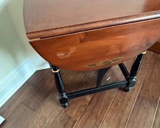 Vintage Drop Leaf Gateleg Table with HandPainted Floral Accents