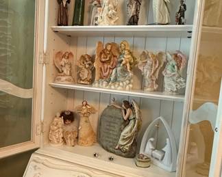 Collection of Religious Figurines and Decorative Items, including Seraphim Angels and Nativity Scene