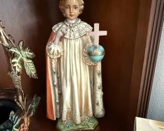 Vintage Infant of Prague Chalkware Statue