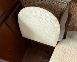 Vintage Thomasville French Regency Cane Back Dining Chairs with Upholstered Seat Set of 