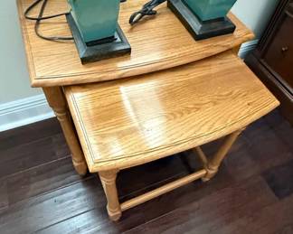 Nesting Side Tables with Ceramic Lamps