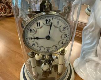 Vintage German Anniversary Clock with Porcelain Figures