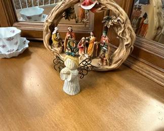 Nativity Scene with Angel Figurine
