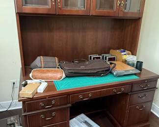 Traditional Wooden Desk with Hutch