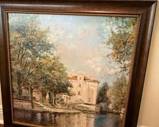 Impressionist Landscape Painting of a European Villa