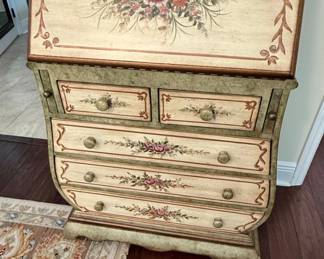 Pulaski HandPainted Venetian Floral Secretary Desk