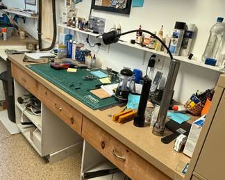 Workbench with Cutting Mat and Tools