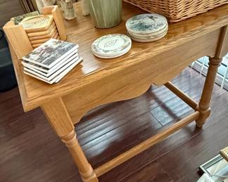 Oak Side Table with Decorative Elements