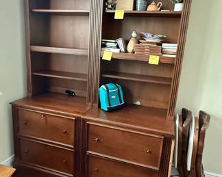 Ethan Allen Bookcase with File Cabinets