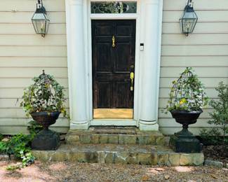 Pair of Antique Cast Iron Urns