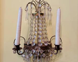 Pair of Waterfall Sconces w/ Candle and Backlighting