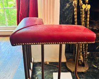 Fireplace Surround Brass & Leather