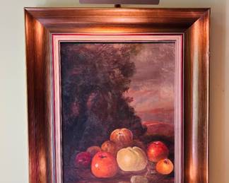Signed Oil of Canvas Still Life of Fruit