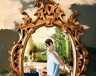 Ornate Gilded Mirror w/ Bird