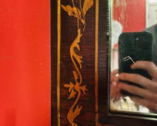 19th Century Marquetry Mirror w/ Gold Eagle