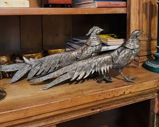 Pair of Vintage Silverplate Pheasants
