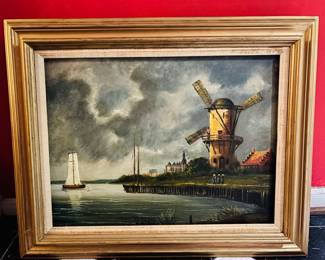 Painting of Windmill & Harbor