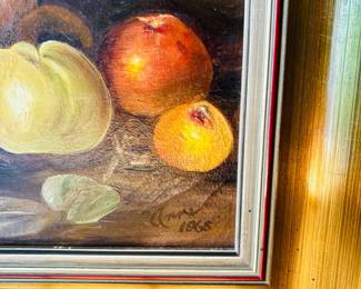 Signed Oil of Canvas Still Life of Fruit