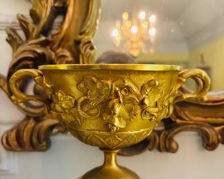 Pair of French Gilt Bronze Urns