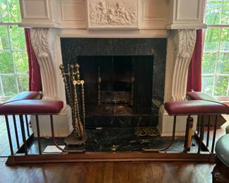 Fireplace Surround Brass & Leather