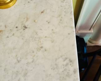 French Empire Petticoat Mirror Pier Table w/ Faux Marble Columns