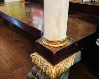 French Empire Petticoat Mirror Pier Table w/ Faux Marble Columns