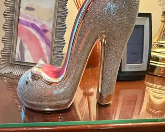 Glitter High Heel Shoe Vase