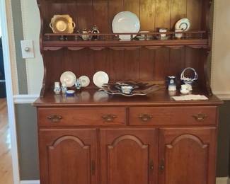 Vintage Tell City Solid Maple China Cabinet with Hutch