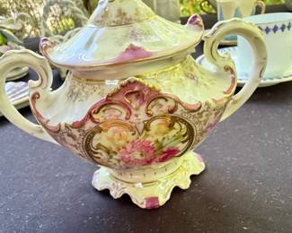 Antique R.S. Prussia Porcelain Sugar Bowl with Lid