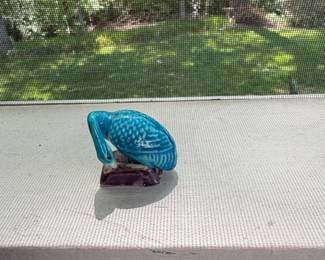 Blue Ceramic Bird Figurine second image