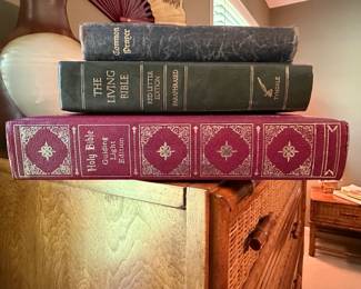 Lot of Three Religious Books Holy Bible, The Living Bible, and Book of Common Prayer
