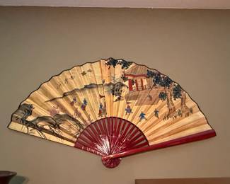 Vintage Hand Painted Chinese Scene Folding Fan