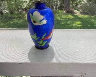 Japanese Cloisonn Enamel Vase with Floral Motif second image