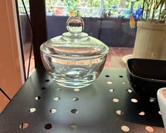 Clear Glass Covered Sugar Bowl with Finial