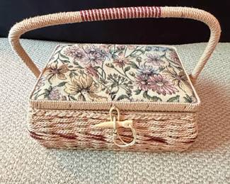 Vintage Azar Floral Tapestry Sewing Box