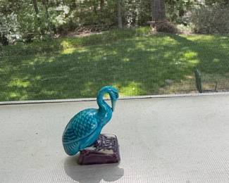 Chinese Turquoise Glazed Ceramic Heron Figurine