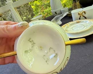 Porcelain Sugar Bowl with Monogram M.S. and Floral Decoration third image