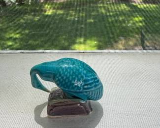 Turquoise Glazed Ceramic Duck Figurine