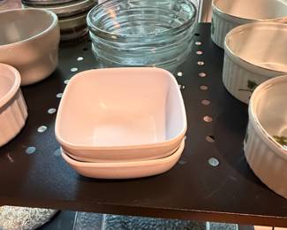 Melamine Square Serving Bowls and Glass Mixing Bowls