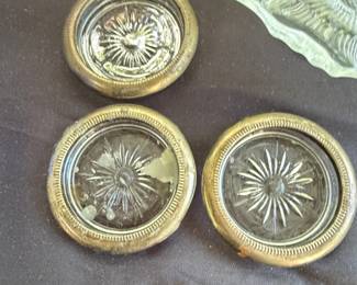 Cloisonn Enamel Miniature Vase and SilverPlated Glass Coasters Set of third image